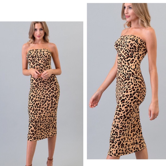 ☕️Leopard Print Midi Slimming Dress🤩 - Picture 2 of 5